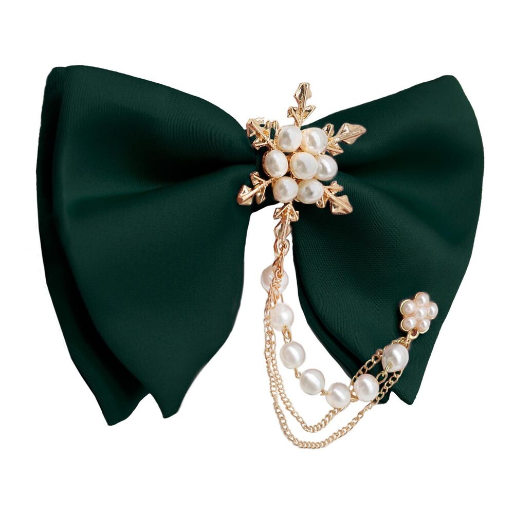 5826 Oversized Bow Ties Detachable Pre Tied Bow Tie With Pearl Decoration